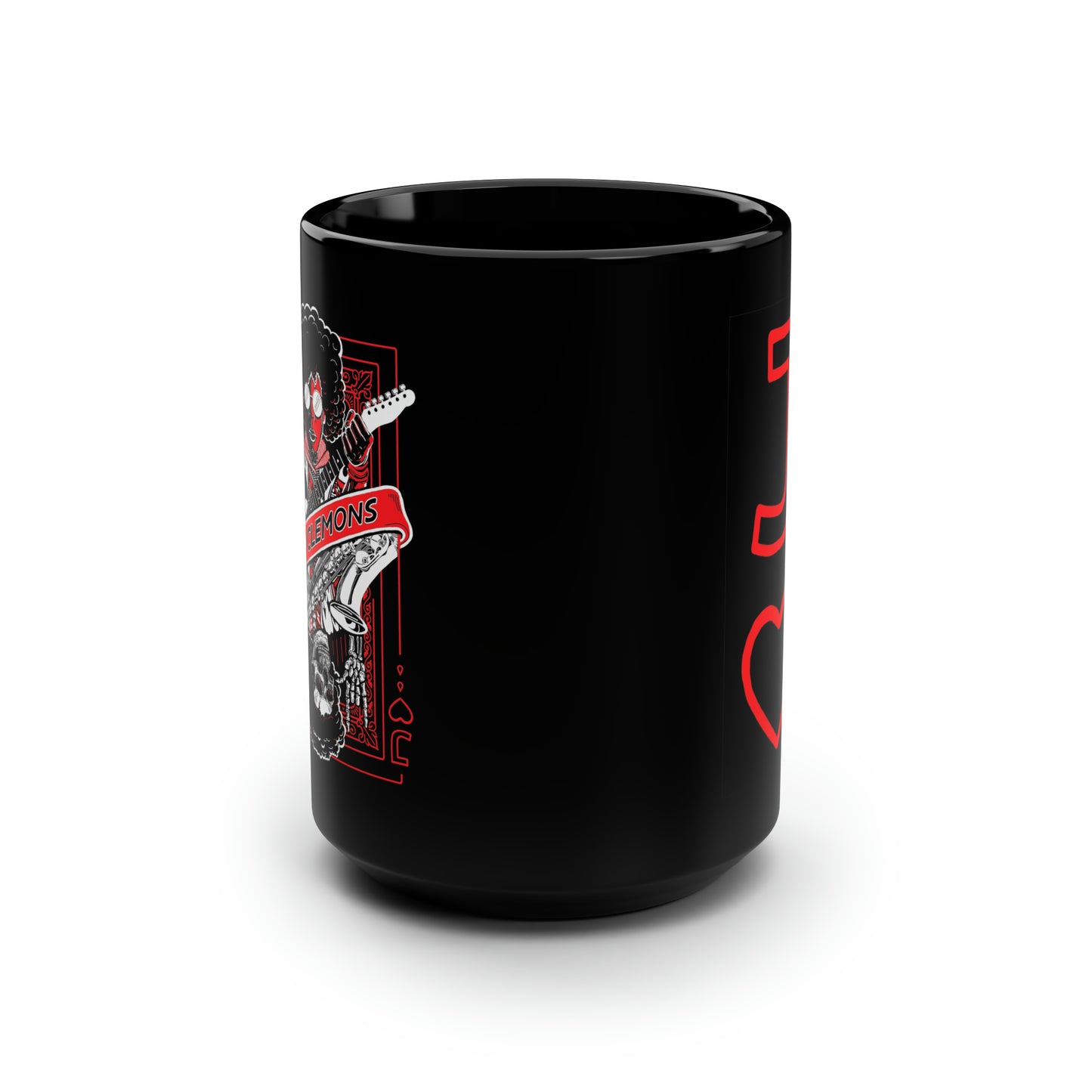 "Jake of Hearts" Design Black Mug, 15oz
