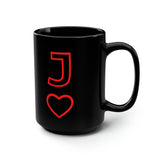 "Jake of Hearts" Design Black Mug, 15oz
