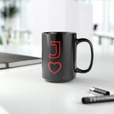 "Jake of Hearts" Design Black Mug, 15oz