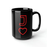 "Jake of Hearts" Design Black Mug, 15oz